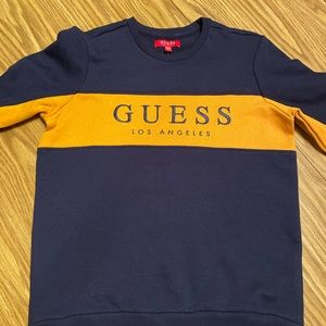 RARE GUESS CREWNECK Navy Blue and Orange Block